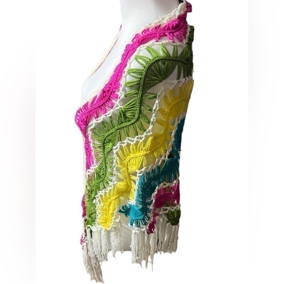 Boho Coachella Fringe Shawl Wrap Tie Crochet Tassels Macrame Style - Picture 8 of 15